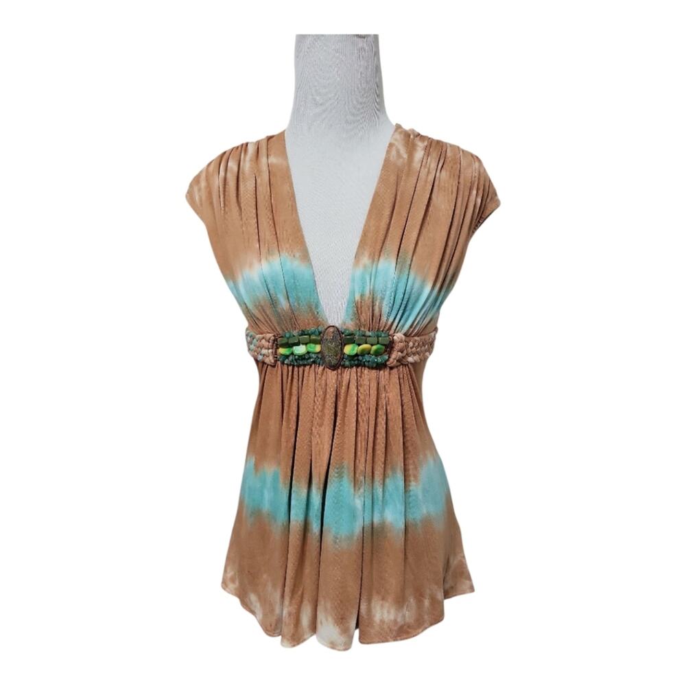 SKY Embellished Tie Die Top